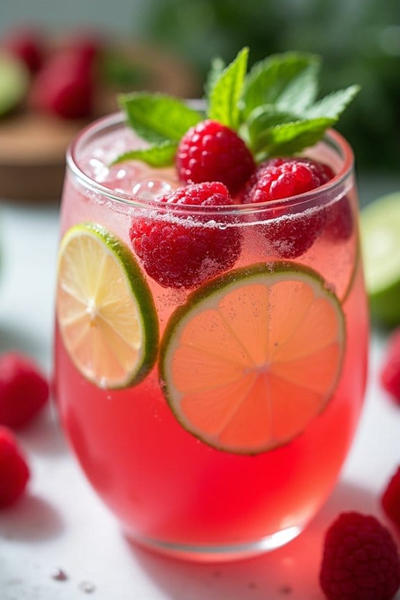 festive lime raspberry mocktail