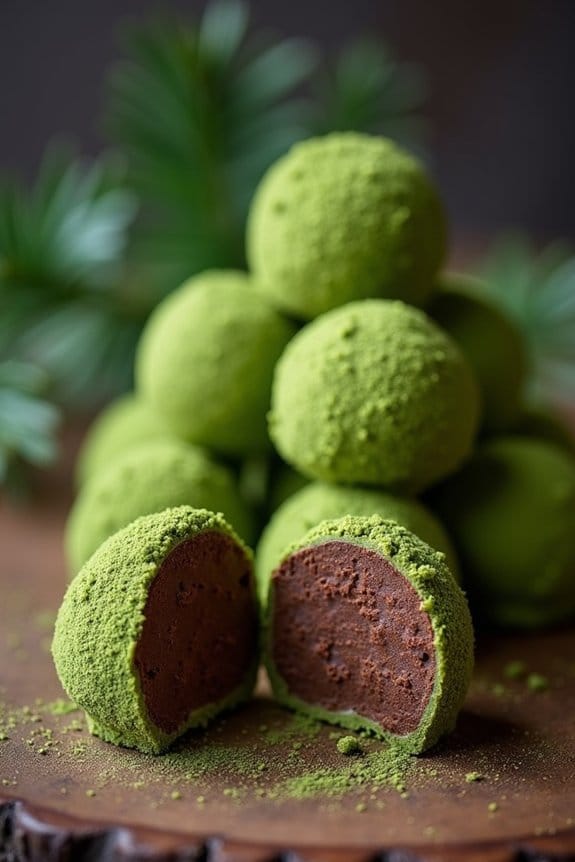 festive matcha mint truffles