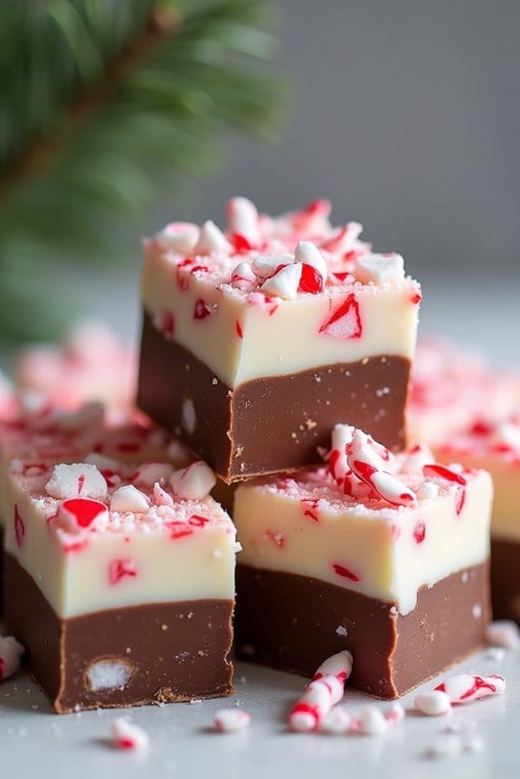 festive peppermint bark fudge