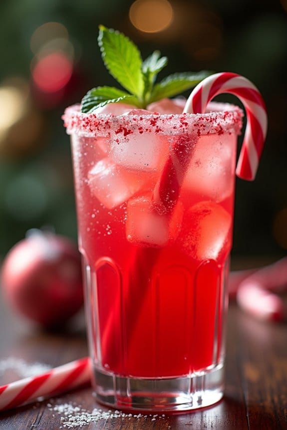 festive peppermint cranberry mocktail