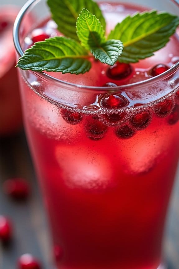 festive pomegranate mint mocktail