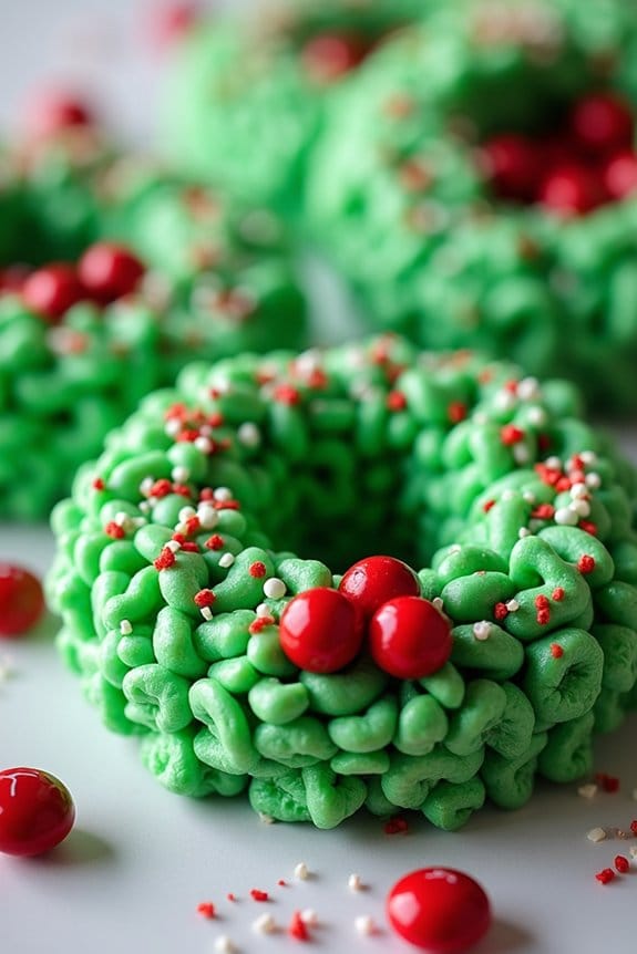 festive rice krispie wreaths