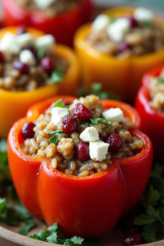 festive vegetarian stuffed peppers