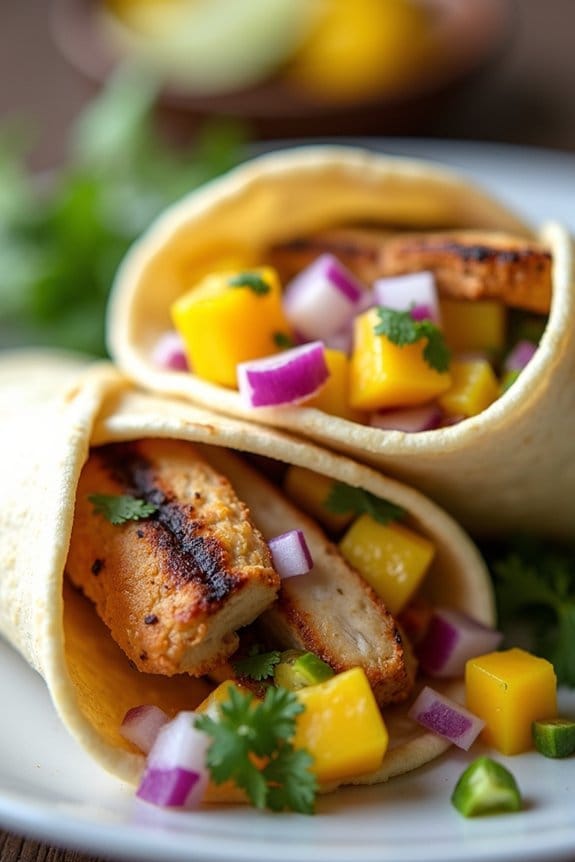 grilled chicken mango salsa wraps