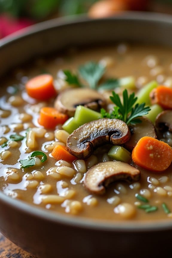 hearty mushroom wild rice soup