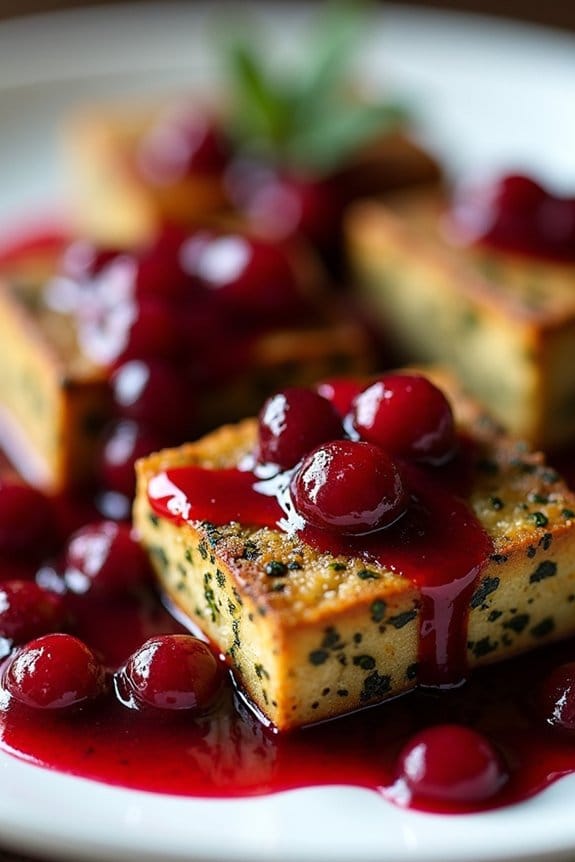 herb crusted tofu with cranberry