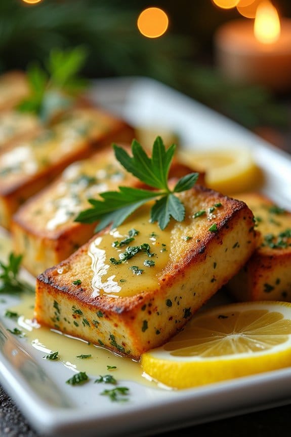 herb crusted tofu with lemon