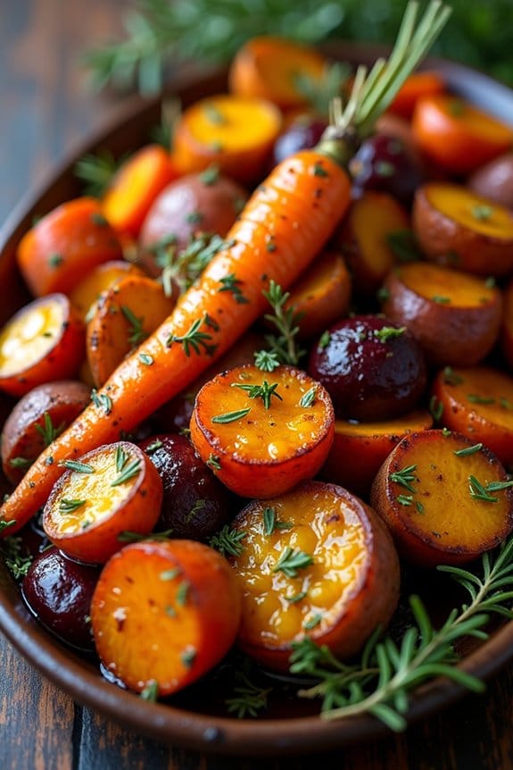 herb infused roasted root vegetables