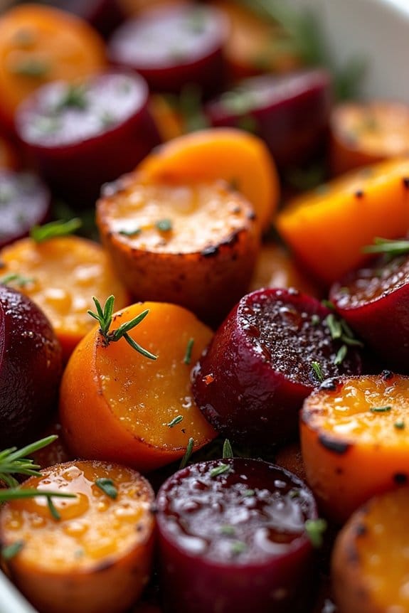 honey roasted festive root vegetables