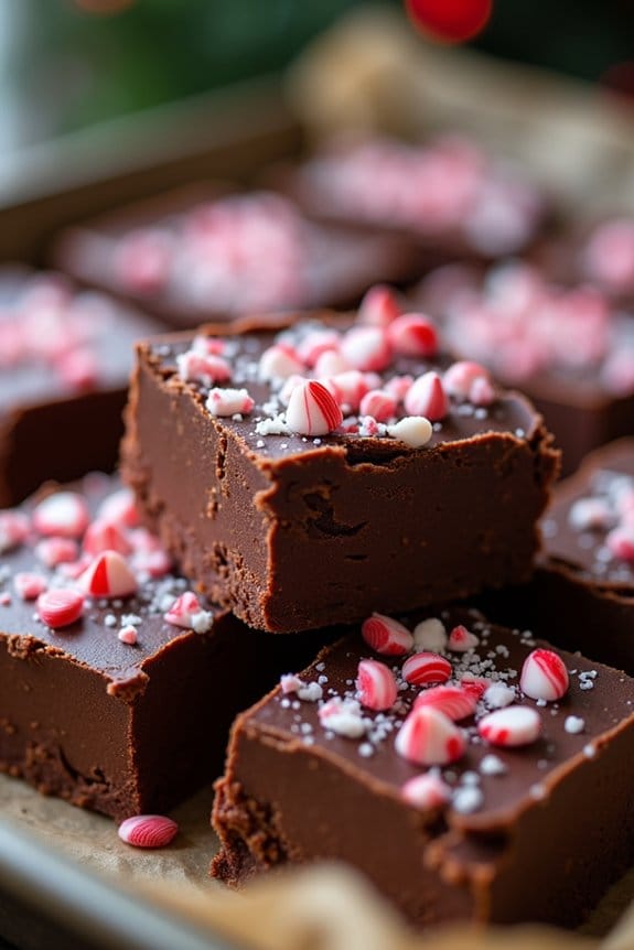 minty chocolate holiday fudge
