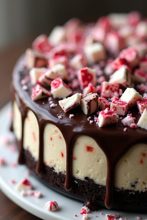 no bake peppermint bark cheesecake