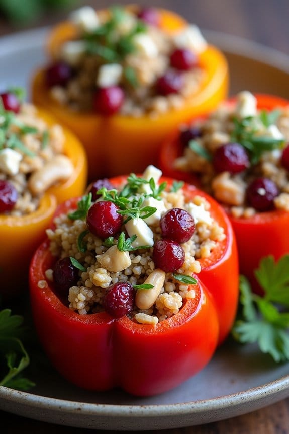 quinoa stuffed holiday bell peppers
