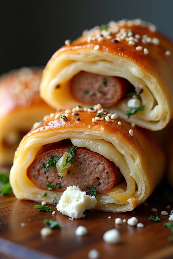 sausage rolls with feta