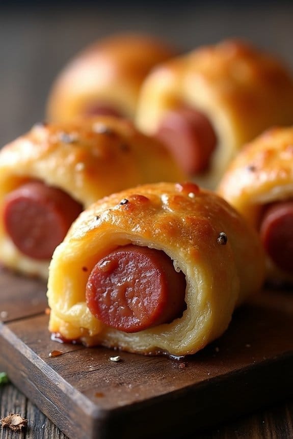 savory pastry wrapped sausages