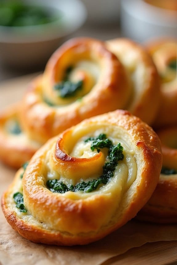 savory spinach cheese twists