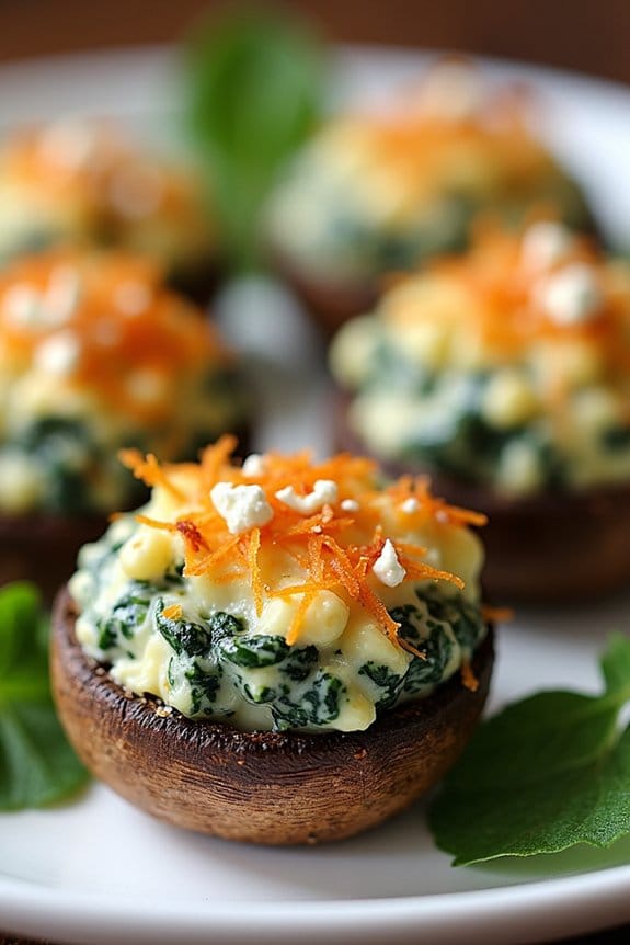 savory spinach feta mushrooms