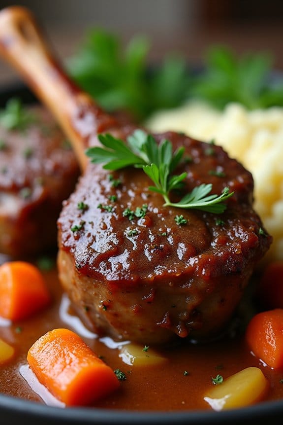 slow cooked flavorful lamb shanks