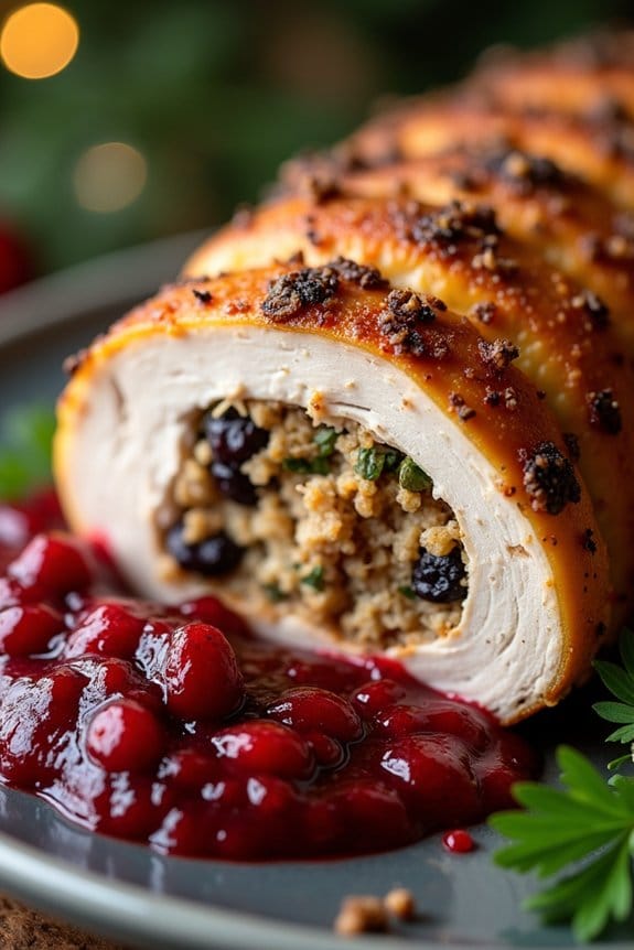 stuffed turkey with cranberry sauce