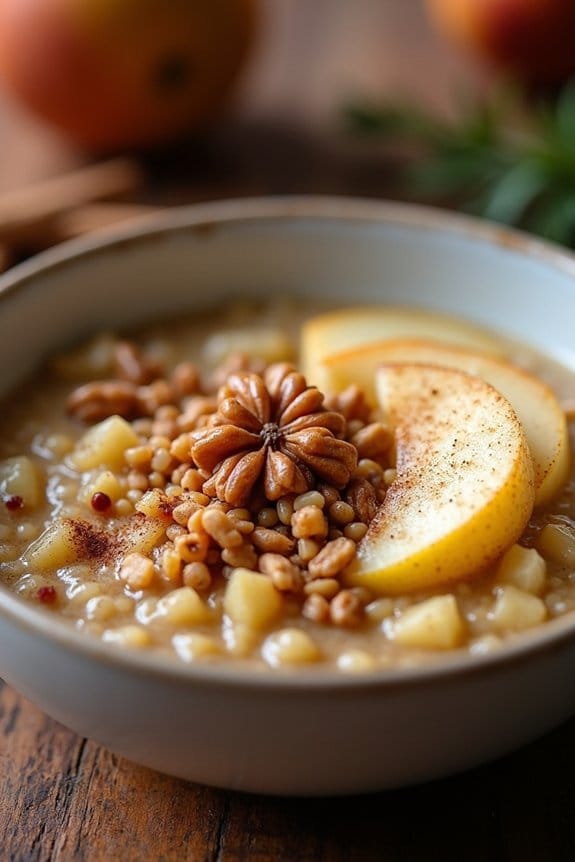 warm pear walnut porridge