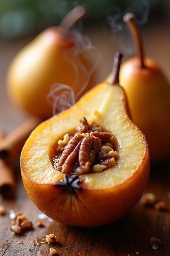 warm spiced baked pears
