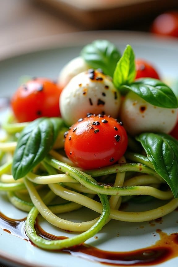 zucchini noodle caprese salad