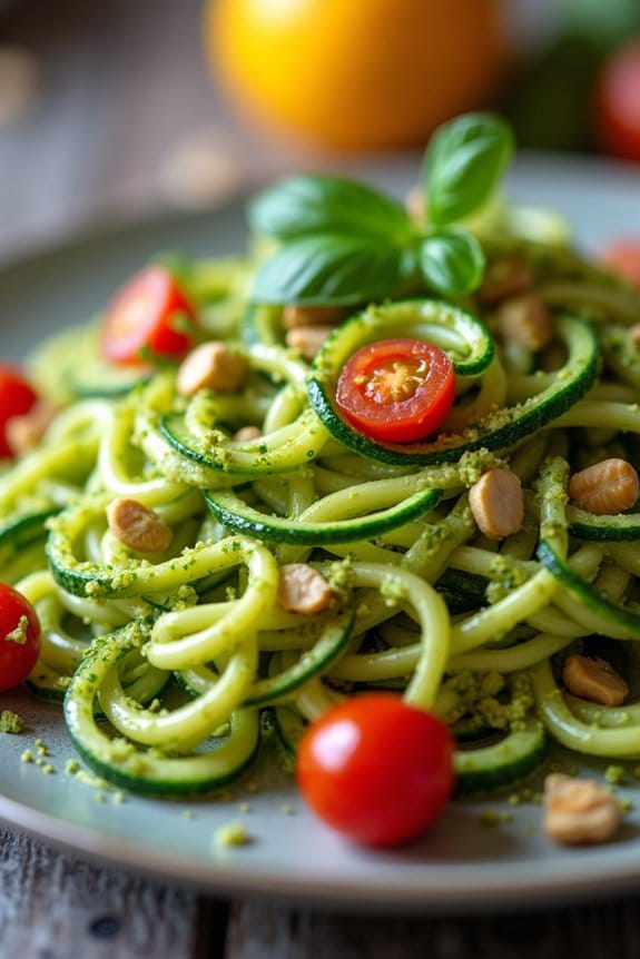 zucchini noodles with avocado pesto