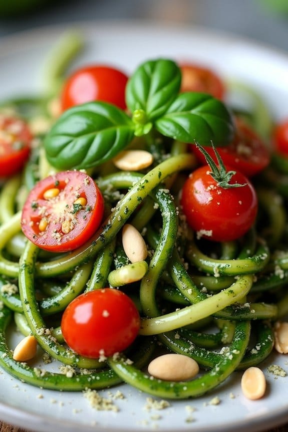 zucchini noodles with pesto
