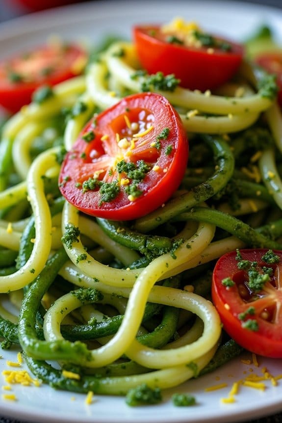 zucchini noodles with pesto
