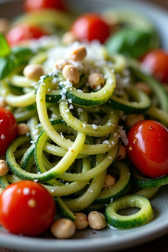 zucchini noodles with pesto