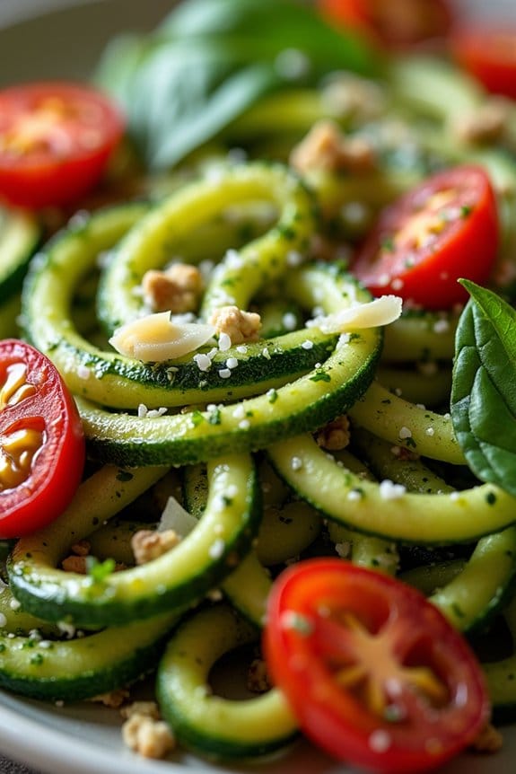 zucchini noodles with walnut pesto