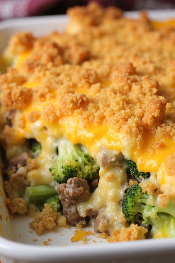 cheesy beef broccoli casserole