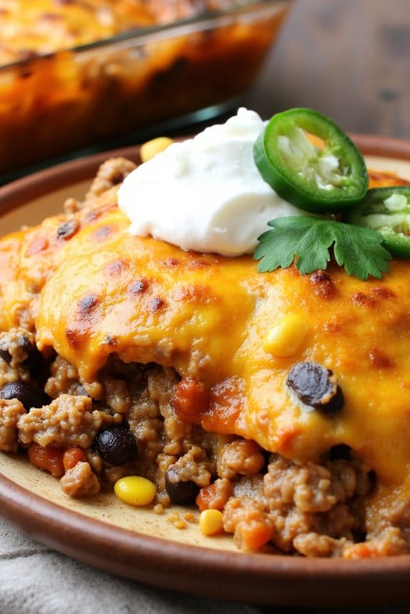 cheesy beef enchilada casserole