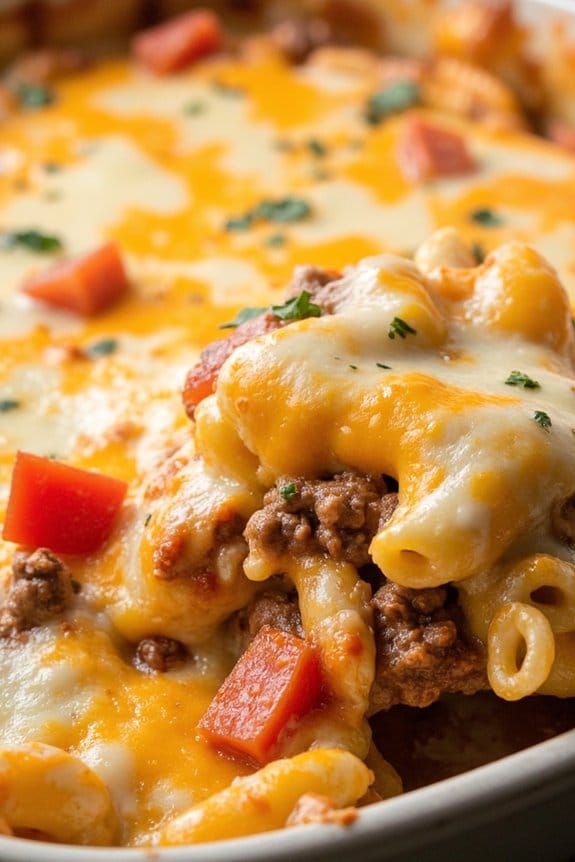 cheesy beef macaroni casserole