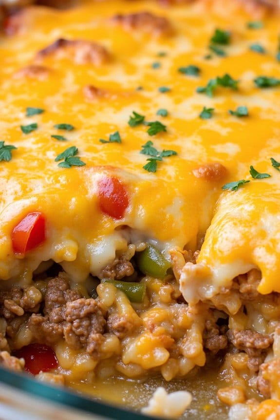 cheesy beef rice casserole
