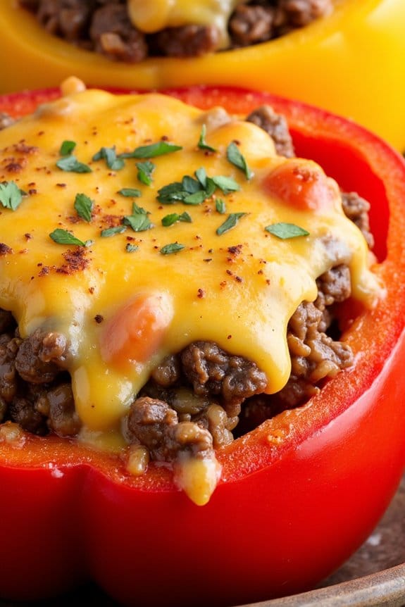 cheesy beef stuffed peppers