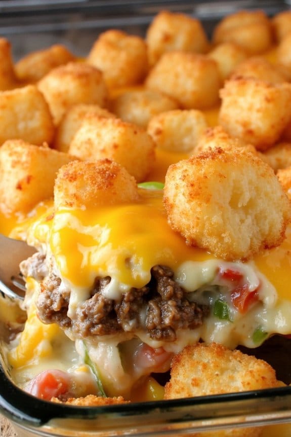 cheesy cowboy tater tot casserole