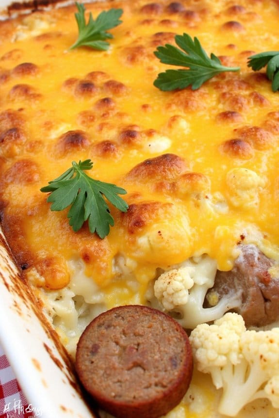 cheesy sausage cauliflower casserole