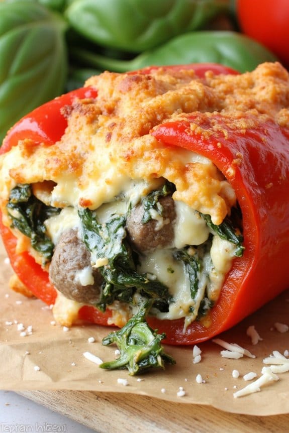 cheesy sausage spinach peppers
