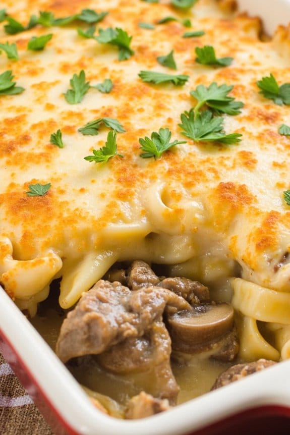 comforting beef mushroom casserole