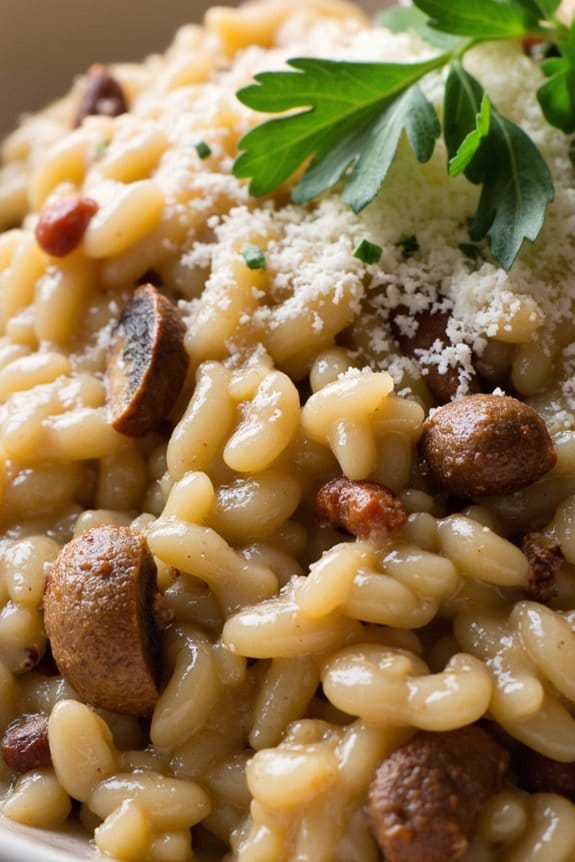 comforting sausage mushroom risotto