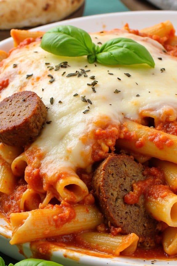 comforting sausage pasta bake