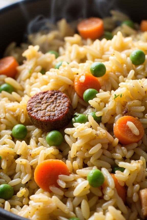 comforting sausage rice pilaf
