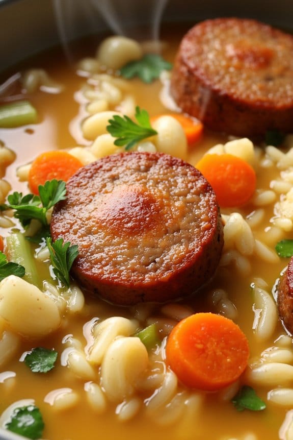comforting sausage rice soup