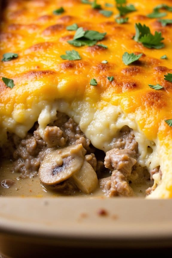 creamy beef mushroom casserole