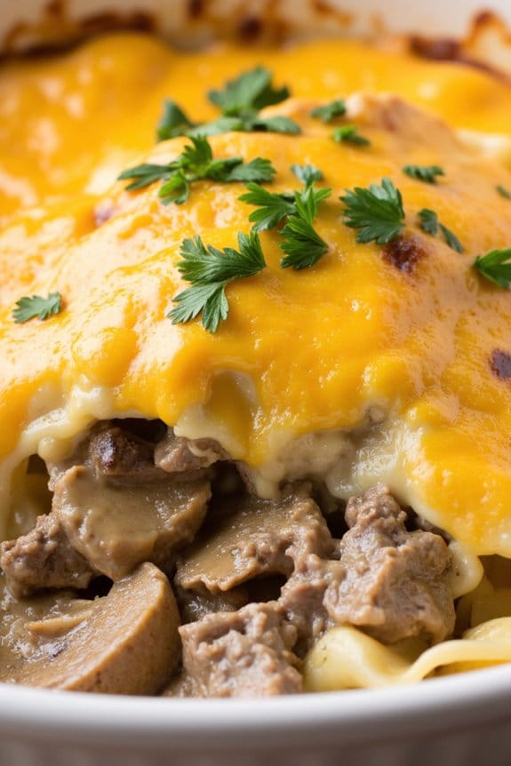 creamy beef mushroom casserole