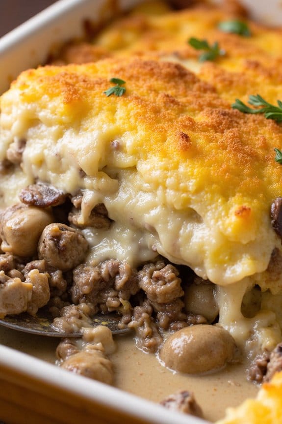 creamy mushroom beef casserole