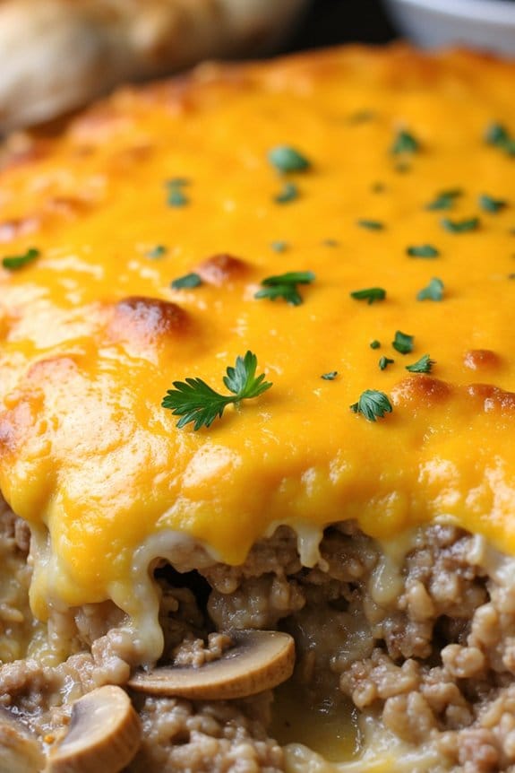 creamy mushroom hamburger casserole