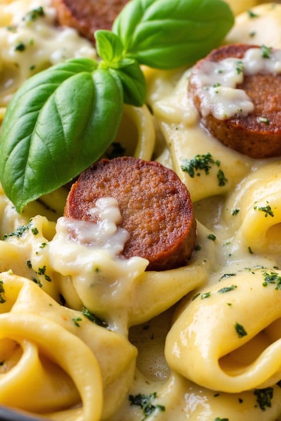 creamy pesto sausage tortellini delight