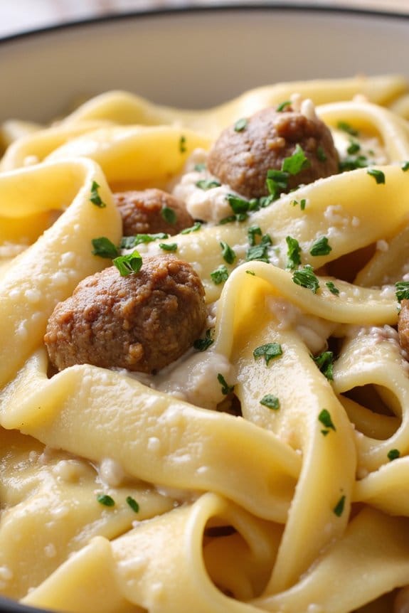 creamy sausage alfredo pasta