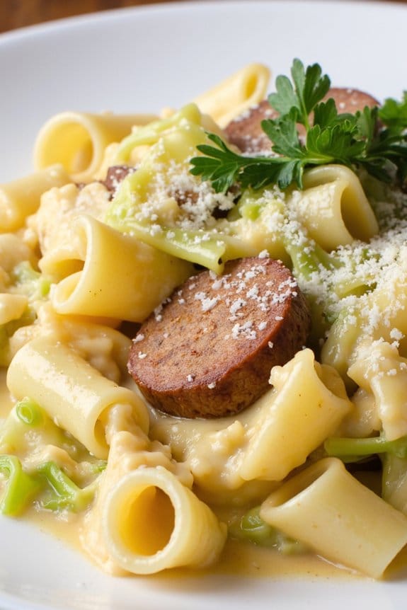 creamy sausage and cabbage pasta